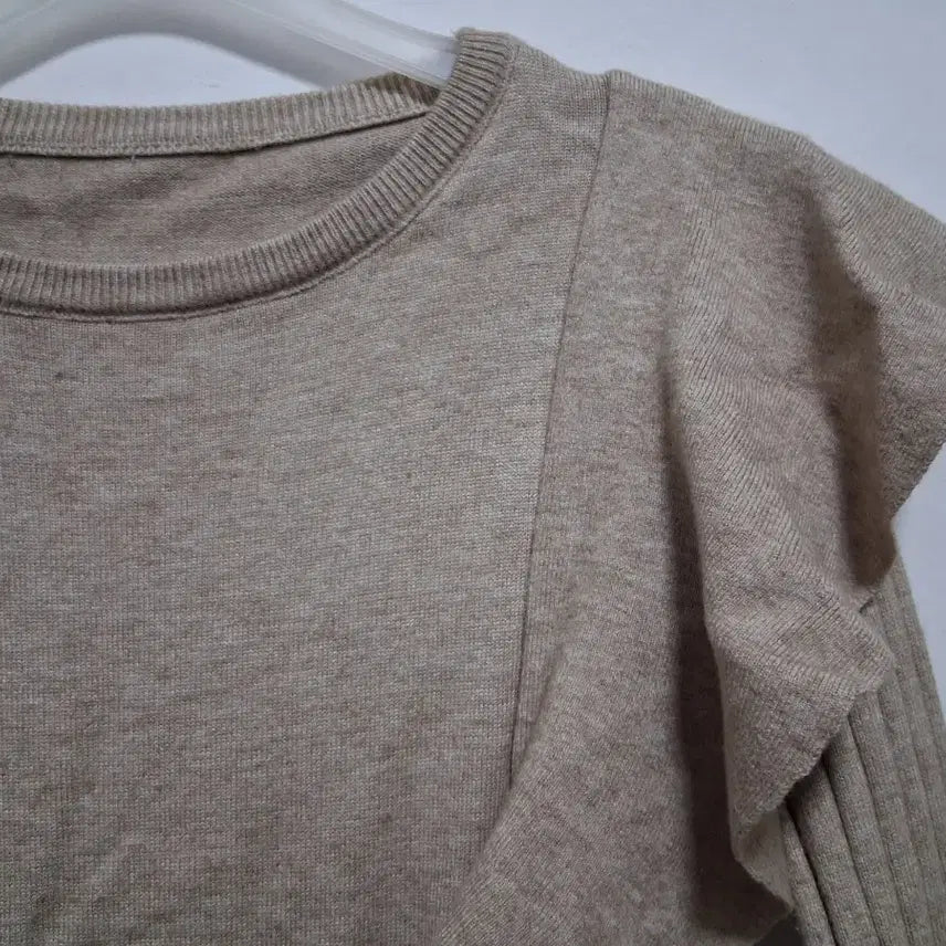 [BUNJANG] Melange Brown Knit Ruffle Dress / 멜란지 브라운 니트 원피스 새거 정가 10만원