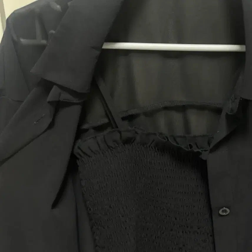 [BUNJANG] Black See-Through Shirt + Tank Top Set / 블랙 시스루 셔츠 + 나시 세트