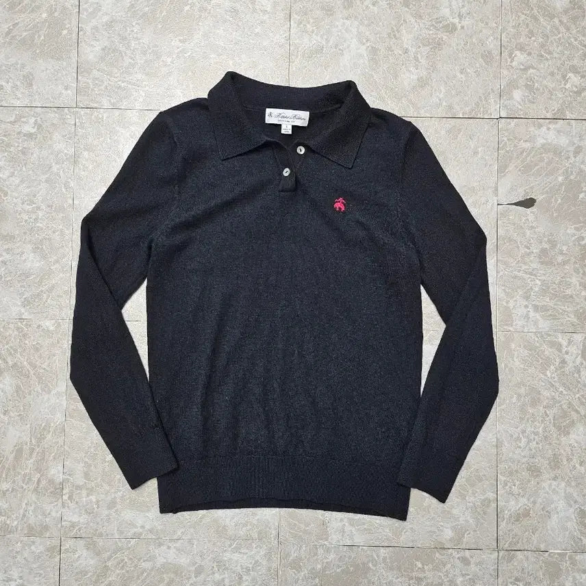 [BUNJANG] Brooks Brothers Women's Black Long Sleeve Knit Polo Shirt S / 브룩 브라더스 여성 블랙 긴팔 니트 폴로셔츠 S
