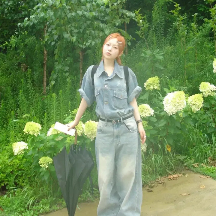 [BUNJANG] Our Cabinet Vint Over Denim Shirt / 아워캐비넷 데님셔츠 vint over denim shirts