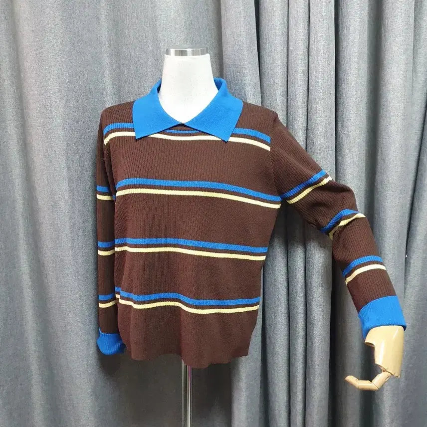 [BUNJANG] Blue Viscose Knit Top / 블루배색 비스코스 니트