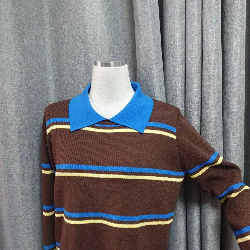 [BUNJANG] Blue Viscose Knit Top / 블루배색 비스코스 니트