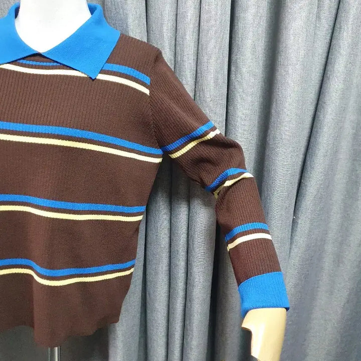 [BUNJANG] Blue Viscose Knit Top / 블루배색 비스코스 니트