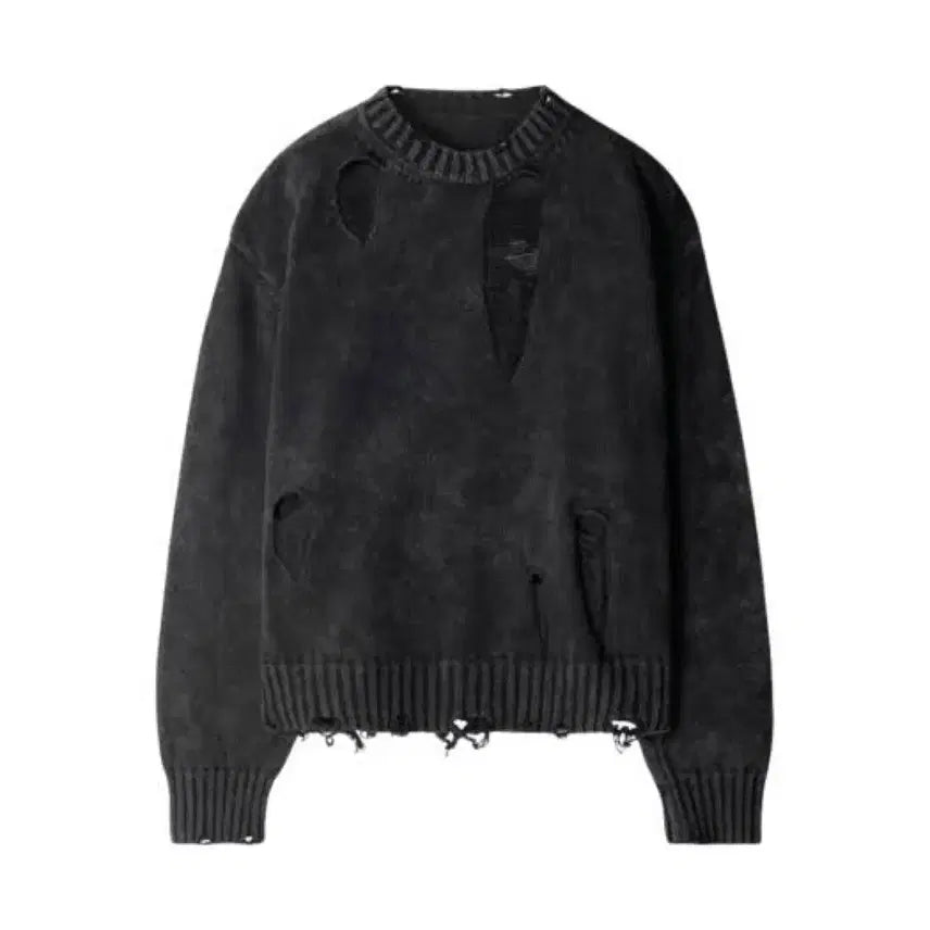 [BUNJANG] ETCE Distroyed Washed Knit Black / etce 디스트로이드 워시드 니트 블랙