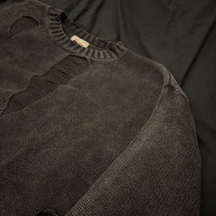 [BUNJANG] ETCE Distroyed Washed Knit Black / etce 디스트로이드 워시드 니트 블랙