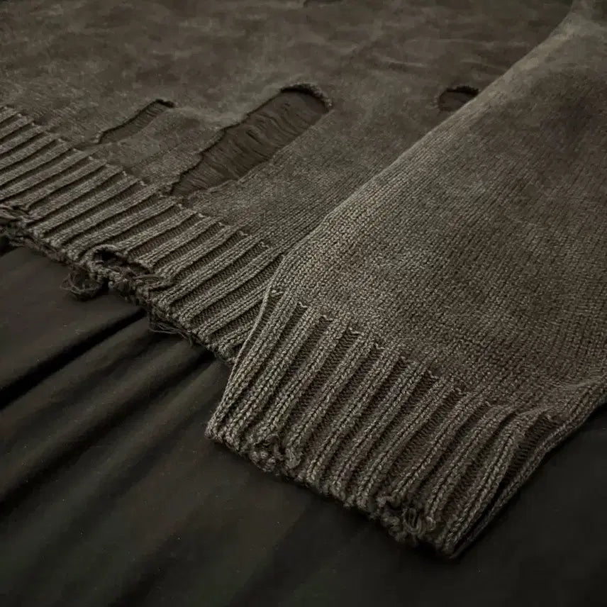 [BUNJANG] ETCE Distroyed Washed Knit Black / etce 디스트로이드 워시드 니트 블랙