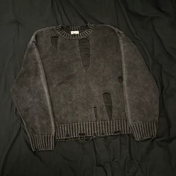 [BUNJANG] ETCE Distroyed Washed Knit Black / etce 디스트로이드 워시드 니트 블랙