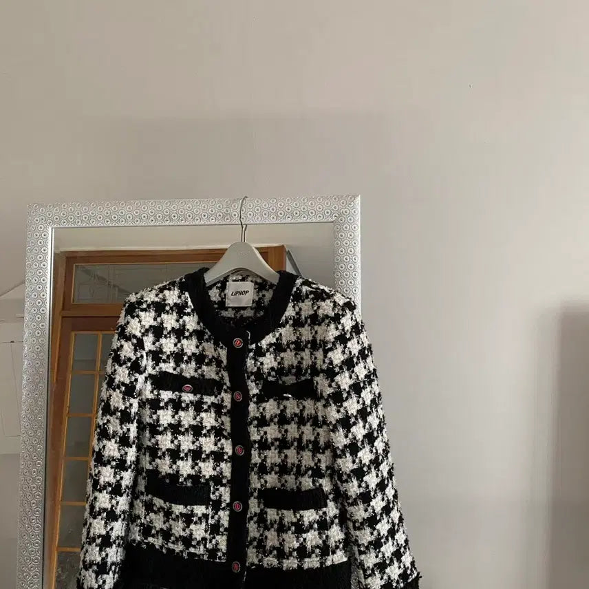 [BUNJANG] LIPHOP Houndstooth Tweed Jacket / LIPHOP 립합 하운드투스 새 트위드자켓.샤틴.레니본.오즈세컨.마쥬