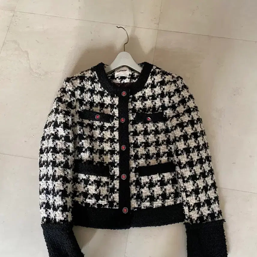 [BUNJANG] LIPHOP Houndstooth Tweed Jacket / LIPHOP 립합 하운드투스 새 트위드자켓.샤틴.레니본.오즈세컨.마쥬