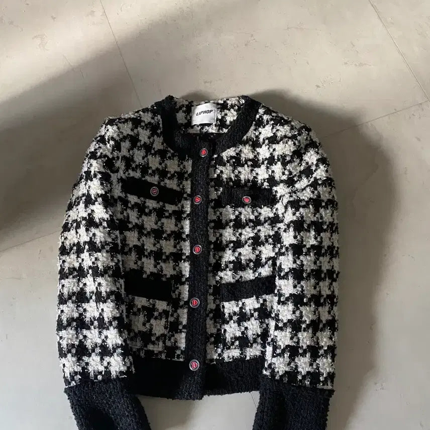 [BUNJANG] LIPHOP Houndstooth Tweed Jacket / LIPHOP 립합 하운드투스 새 트위드자켓.샤틴.레니본.오즈세컨.마쥬