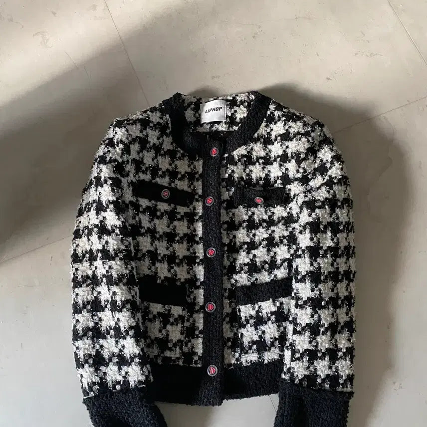 [BUNJANG] LIPHOP Houndstooth Tweed Jacket / LIPHOP 립합 하운드투스 새 트위드자켓.샤틴.레니본.오즈세컨.마쥬
