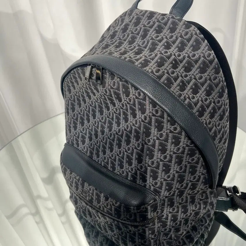 [BUNJANG] Dior Oblique Jacquard Backpack Black / 디올 오블리크 자카드 루테늄 라이더 백팩 블랙