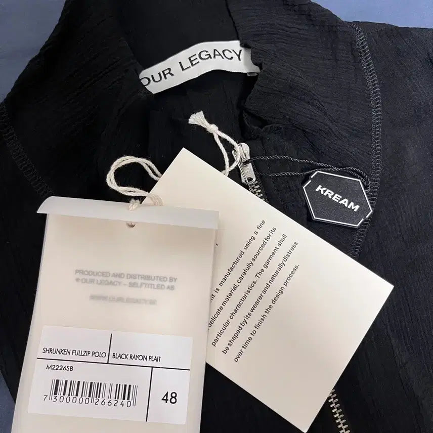 [SOLD OUT] [48] 아워레가시 슈렁큰 풀 집업 폴로 레이온 플레이트 블랙