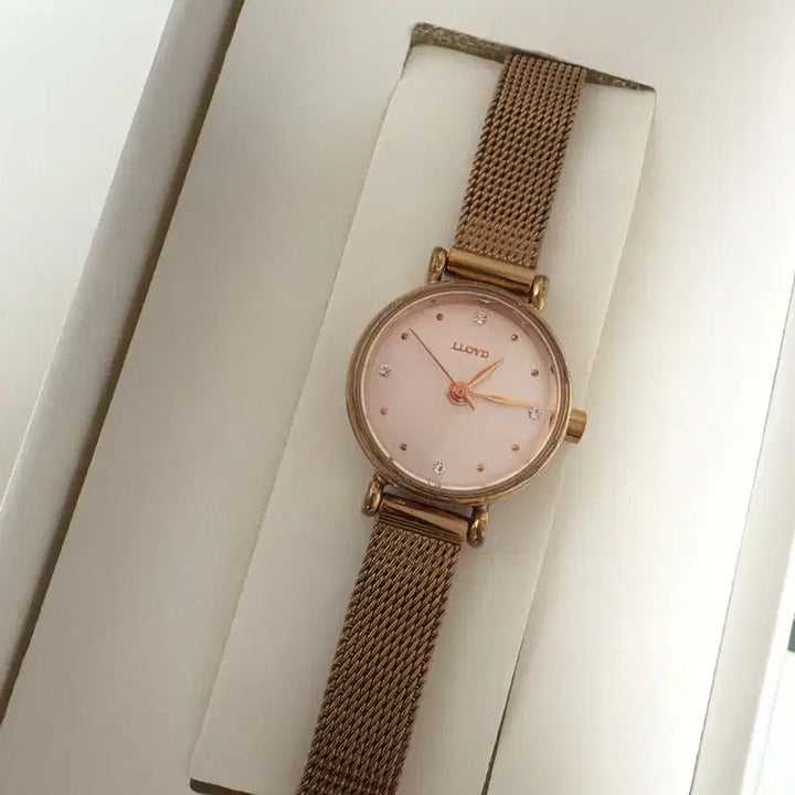 [BUNJANG] Lloyd Rose Gold Mesh Watch / 로이드 심플 원형다이얼 로즈골드 메쉬시계