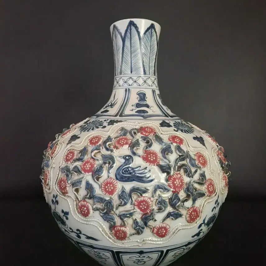 [BUNJANG] Chinese Ceramic Vase 42.1cm / 청화유리홍 첩화 천구병 높이42.1cm 중국도자기