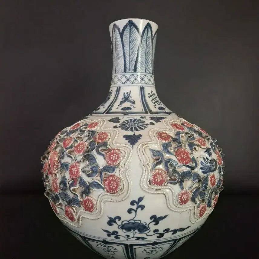 [BUNJANG] Chinese Ceramic Vase 42.1cm / 청화유리홍 첩화 천구병 높이42.1cm 중국도자기