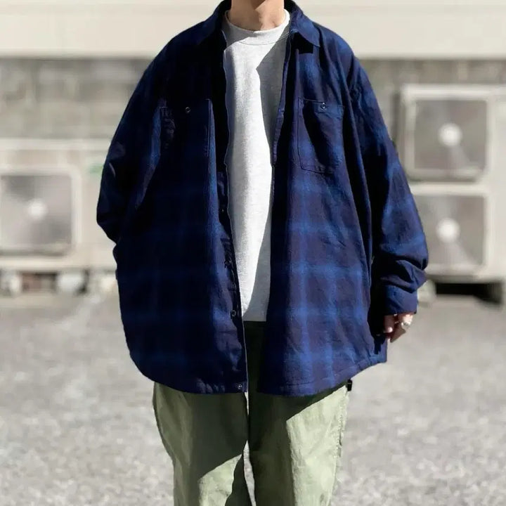 [BUNJANG] BROCHURE WORKNEL Indigo Check Shirt / (XL) BROCHURE 브로슈어 워크넬 셔츠 인디고 체크 SSZ