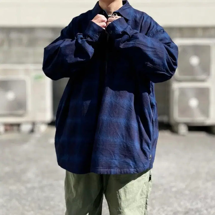 [BUNJANG] BROCHURE WORKNEL Indigo Check Shirt / (XL) BROCHURE 브로슈어 워크넬 셔츠 인디고 체크 SSZ