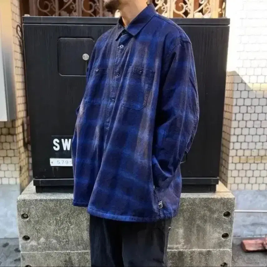 [BUNJANG] BROCHURE WORKNEL Indigo Check Shirt / (XL) BROCHURE 브로슈어 워크넬 셔츠 인디고 체크 SSZ