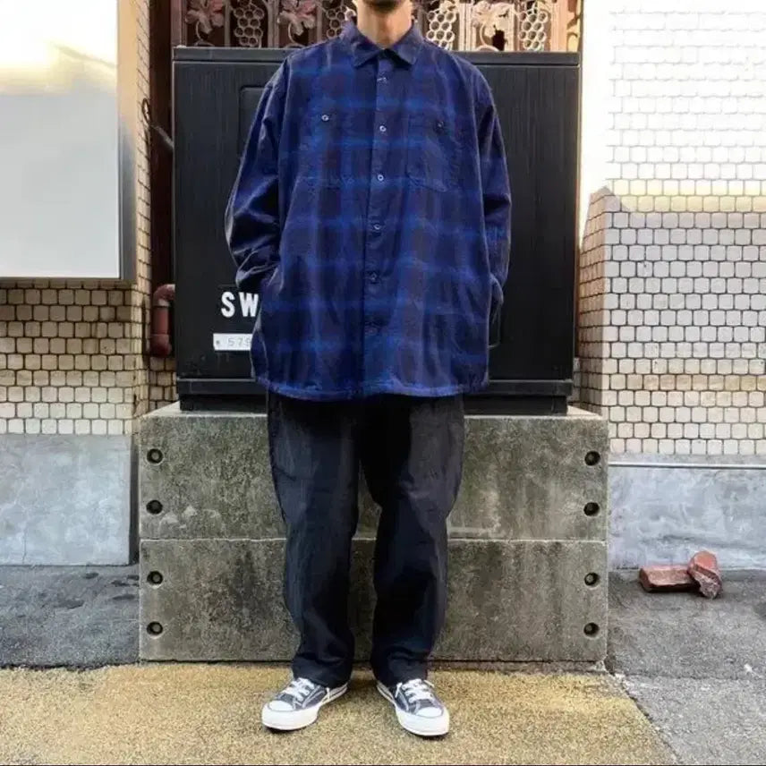 [BUNJANG] BROCHURE WORKNEL Indigo Check Shirt / (XL) BROCHURE 브로슈어 워크넬 셔츠 인디고 체크 SSZ