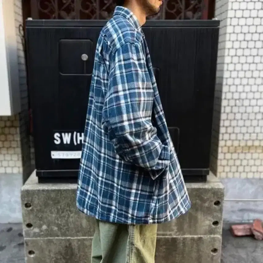 [BUNJANG] BROCHURE WORKNEL Shirt Blue Check (XL) / (XL) BROCHURE 브로슈어 워크넬 셔츠 블루체크 SSZ