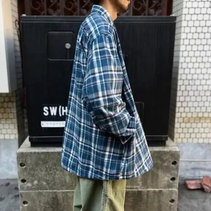 [BUNJANG] BROCHURE WORKNEL Shirt Blue Check (XL) / (XL) BROCHURE 브로슈어 워크넬 셔츠 블루체크 SSZ