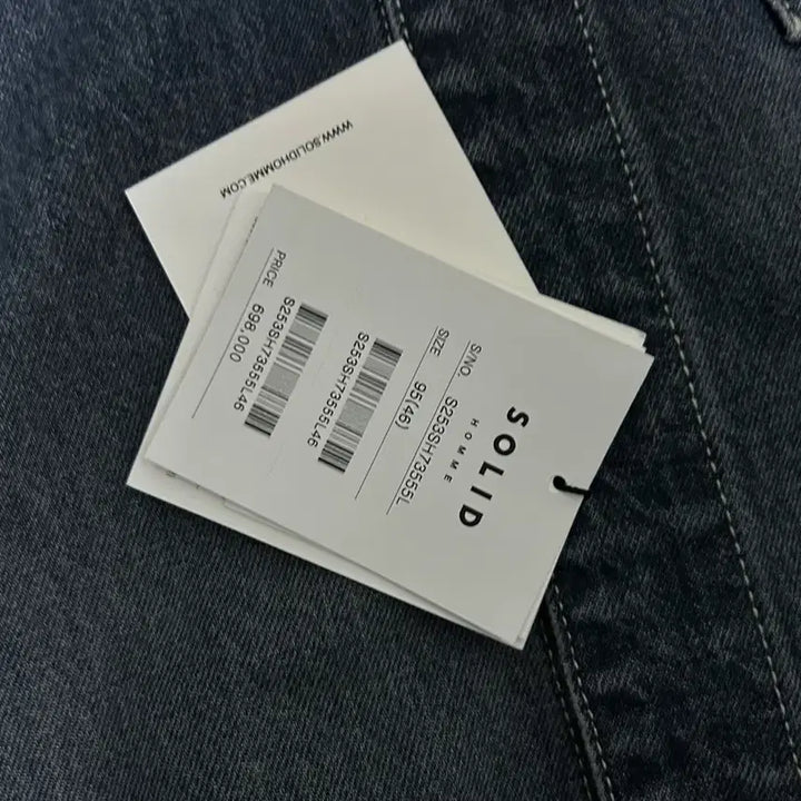 [BUNJANG] Solid Homme Blue Leather Collar Denim Shirt / [46] 솔리드옴므 블루 레더 칼라 데님 셔츠