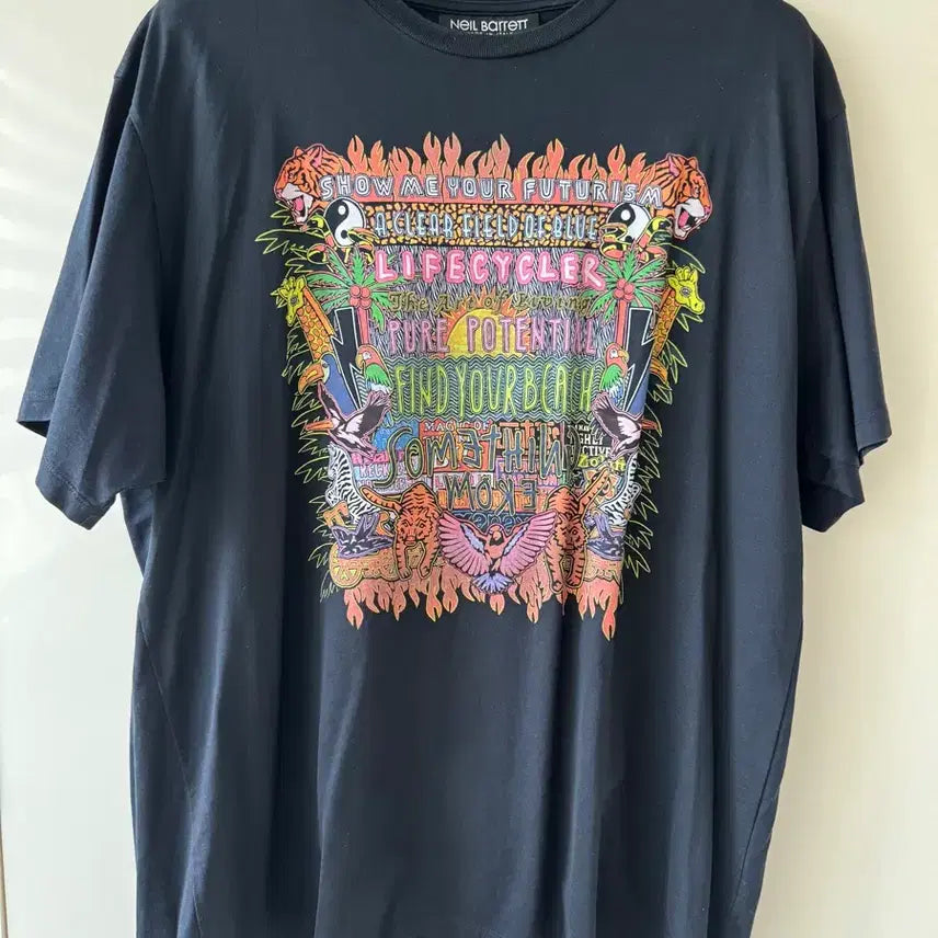 [BUNJANG] Neil Barrett Printing T-shirt Black XL / 닐바렛 프린팅 반팔 티셔츠 블랙 xl