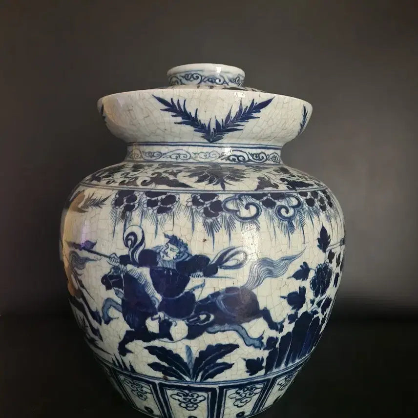 [SOLD OUT] 청화백자 삼영전 여포문 유개호 높이40.5cm 중국도자기