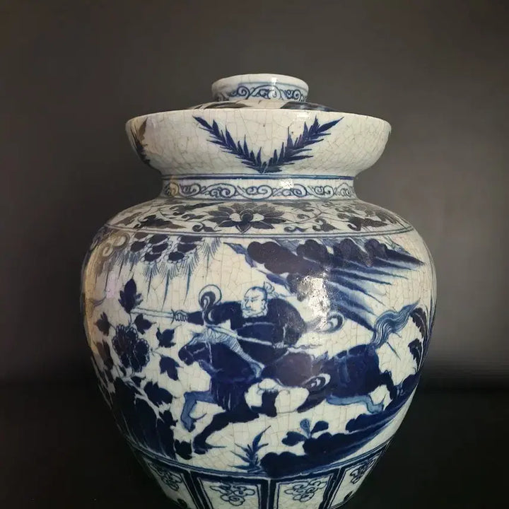 [SOLD OUT] 청화백자 삼영전 여포문 유개호 높이40.5cm 중국도자기