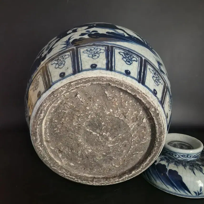 [SOLD OUT] 청화백자 삼영전 여포문 유개호 높이40.5cm 중국도자기