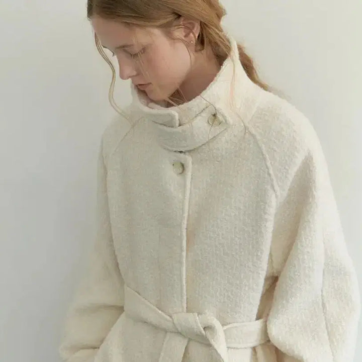 [BUNJANG] Liel Wool Half Coat Ivory / (새상품) 리엘 울 하프코트 하이넥 코트 아이보리