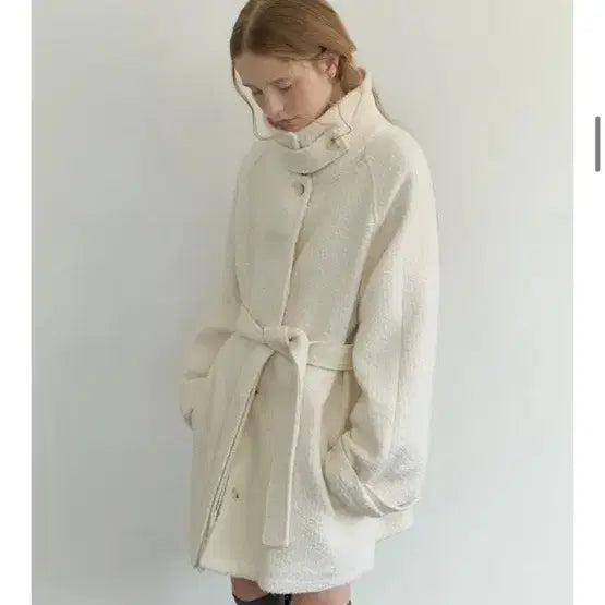 [BUNJANG] Liel Wool Half Coat Ivory / (새상품) 리엘 울 하프코트 하이넥 코트 아이보리