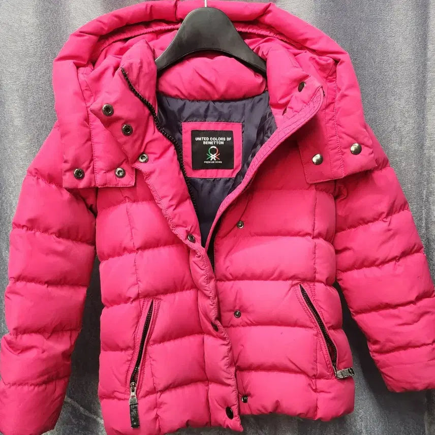 [BUNJANG] Unknown Goose Down Padded Jacket / 베네통 여아 핫핑크 구스다운 패딩