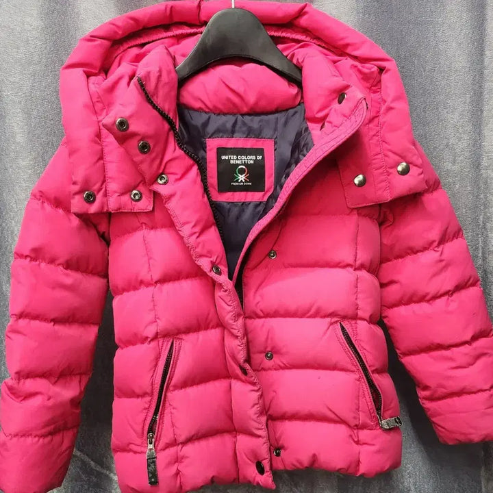 [BUNJANG] Unknown Goose Down Padded Jacket / 베네통 여아 핫핑크 구스다운 패딩