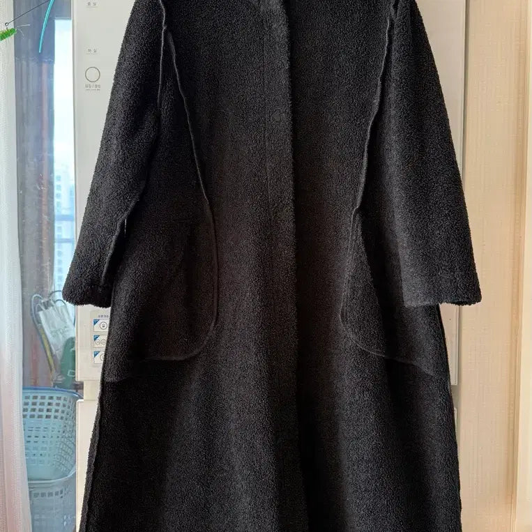 [BUNJANG] Hooded Reversible Long Fleece Coat / 후드 뽀글이 롱 코트