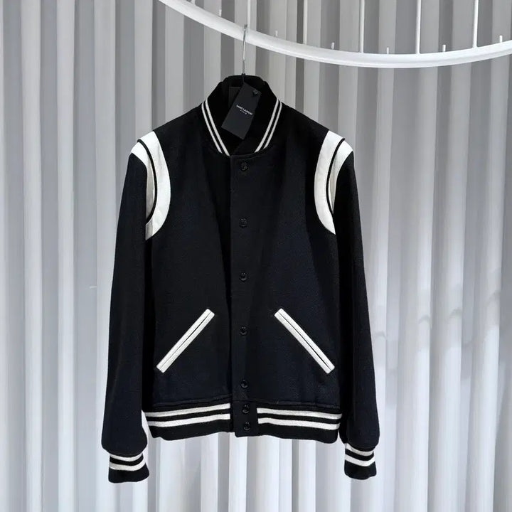 [BUNJANG] Saint Laurent Black Wool Teddy Varsity Jacket / ( S+ / 50 )생로랑 블랙 울 테디 바시티 자켓