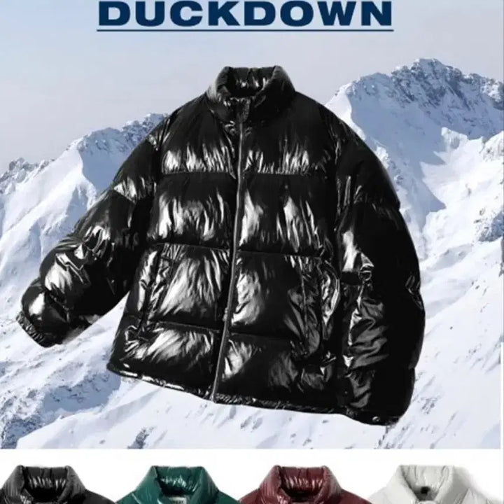 [BUNJANG] INDUST Duck Down Black Shiny Short Padded Jacket / 3회 착용)인더스트 덕다운 블랙 유광 숏패딩(남녀공용)