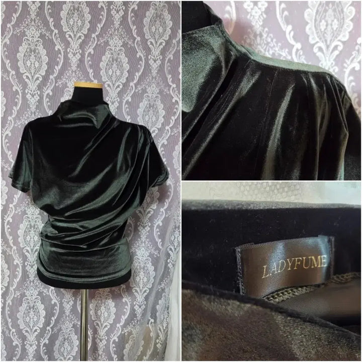 [BUNJANG] LADYFUME Velvet Teal Shirred Turtleneck / 새상품)고급LADYFUME 벨벳 청록 셔링 터틀넥/free