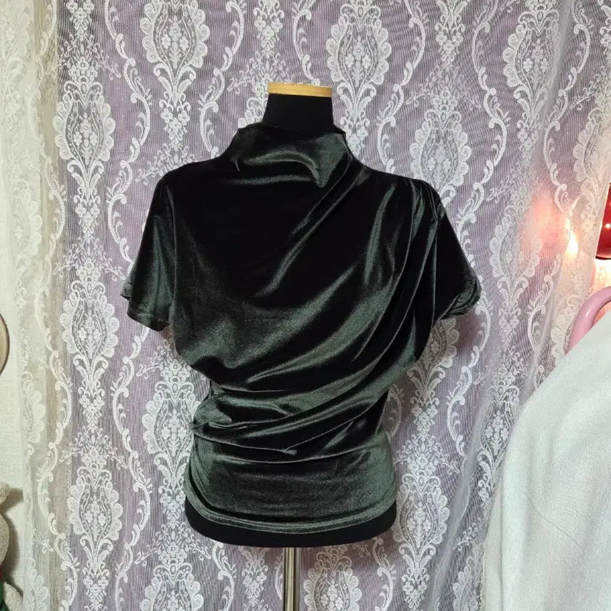 [BUNJANG] LADYFUME Velvet Teal Shirred Turtleneck / 새상품)고급LADYFUME 벨벳 청록 셔링 터틀넥/free