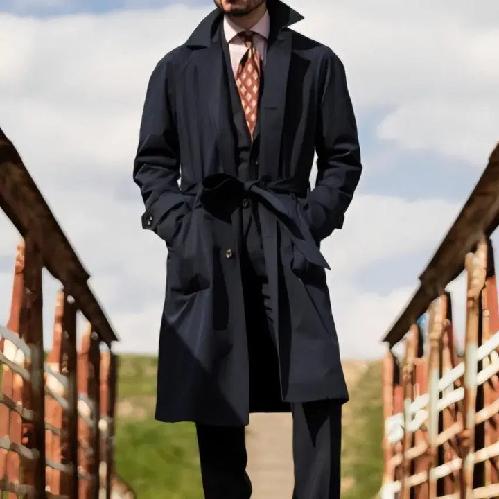 [BUNJANG] Ring Jacket Dark Navy Cashmere Cotton Belted Trench Coat / 링자켓 RJ 다크네이비 캐시미어 코튼 벨티드 트렌치코트