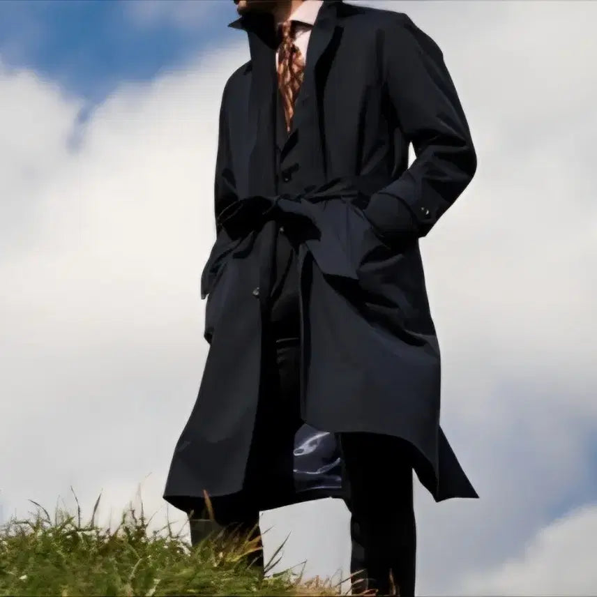 [BUNJANG] Ring Jacket Dark Navy Cashmere Cotton Belted Trench Coat / 링자켓 RJ 다크네이비 캐시미어 코튼 벨티드 트렌치코트