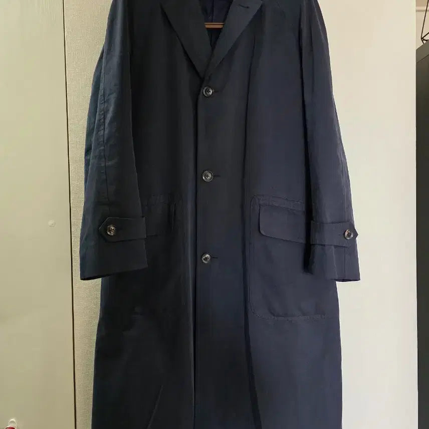 [BUNJANG] Ring Jacket Dark Navy Cashmere Cotton Belted Trench Coat / 링자켓 RJ 다크네이비 캐시미어 코튼 벨티드 트렌치코트
