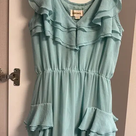 [BUNJANG] Vintage Mint Frill Dress / 일본 빈티지 민트 프릴 원피스