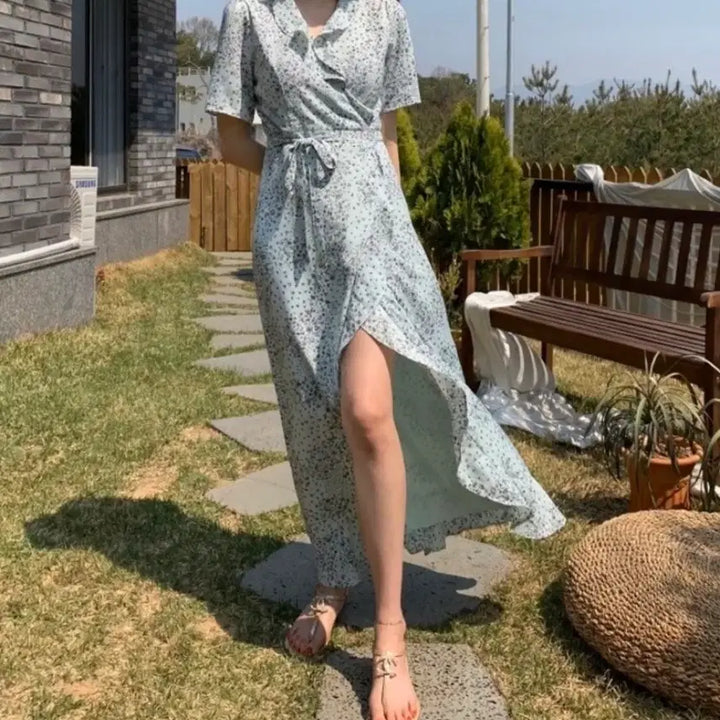 [BUNJANG] BLOOOMIN Lovely Wrap Dress Mint S / 블루민 러블리 랩 원피스 민트 S