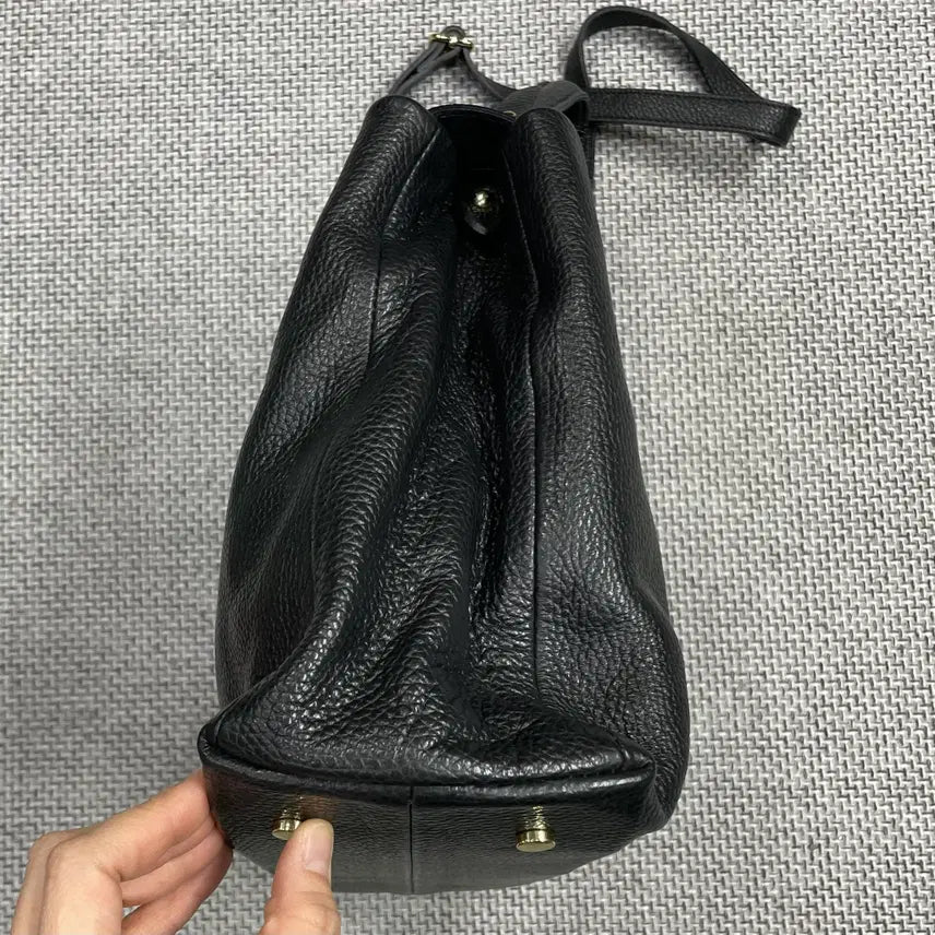 [BUNJANG] Black Leather Tote Crossbody Bag / [가방] 블랙 가죽 토트백 크로스백