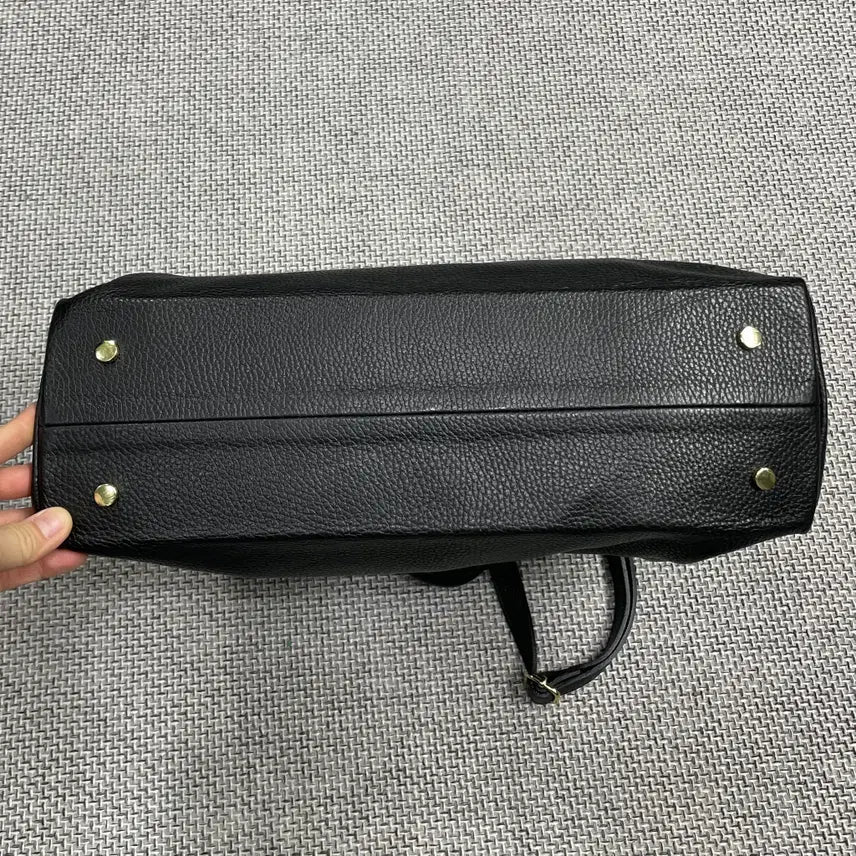 [BUNJANG] Black Leather Tote Crossbody Bag / [가방] 블랙 가죽 토트백 크로스백