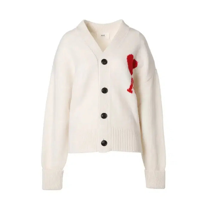 [BUNJANG] AMI Big Heart Cardigan - Gray, Navy / (촬영새상품)아미 빅하트 가디건-3가지색상