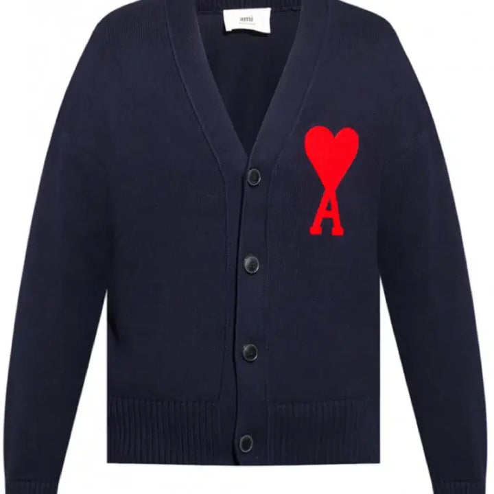 [BUNJANG] AMI Big Heart Cardigan - Gray, Navy / (촬영새상품)아미 빅하트 가디건-3가지색상