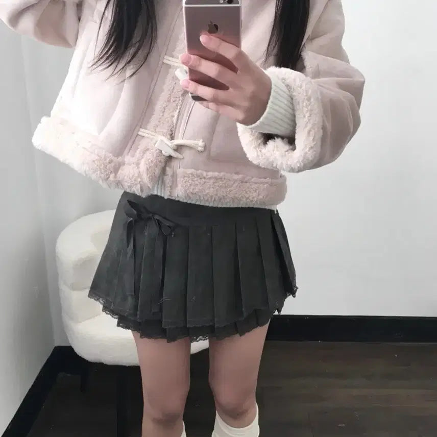 [BUNJANG] Dear Mustang Pink Faux Fur Coat / 디어무스탕  핑크